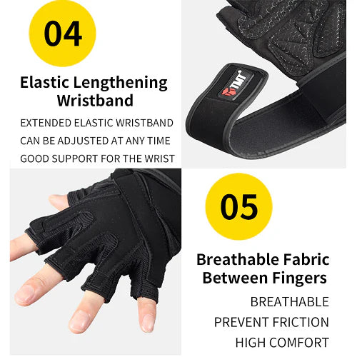 classic Half Finger Sports Gloves For Men - Weightlifting And Fitness Gloves - Breathable And Non-Slip